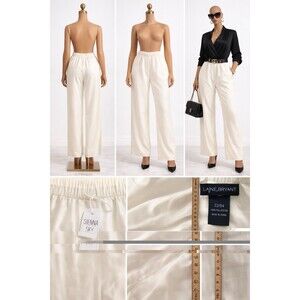 Sienna Sky Women L Ivory Wide Leg Palazzo Pants Elastic Waist Pull On Lounge Cas